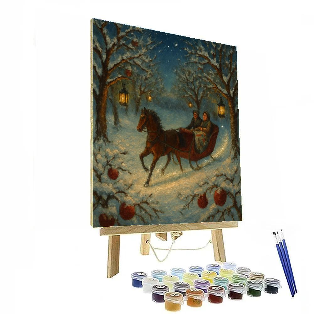 Starlight Sleigh Track Through The Orchard Paint by numbers art