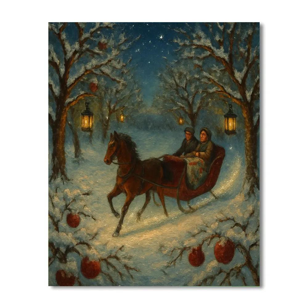 Starlight Sleigh Track Through The Orchard Paint by numbers art