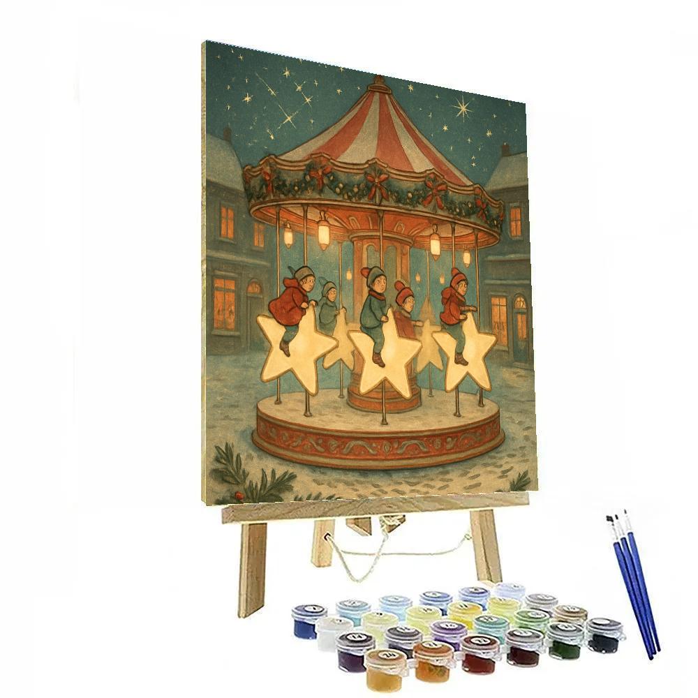 Snowy Town Square Star Carousel Paint by numbers kits