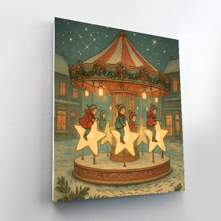 Snowy Town Square Star Carousel Paint by numbers kits