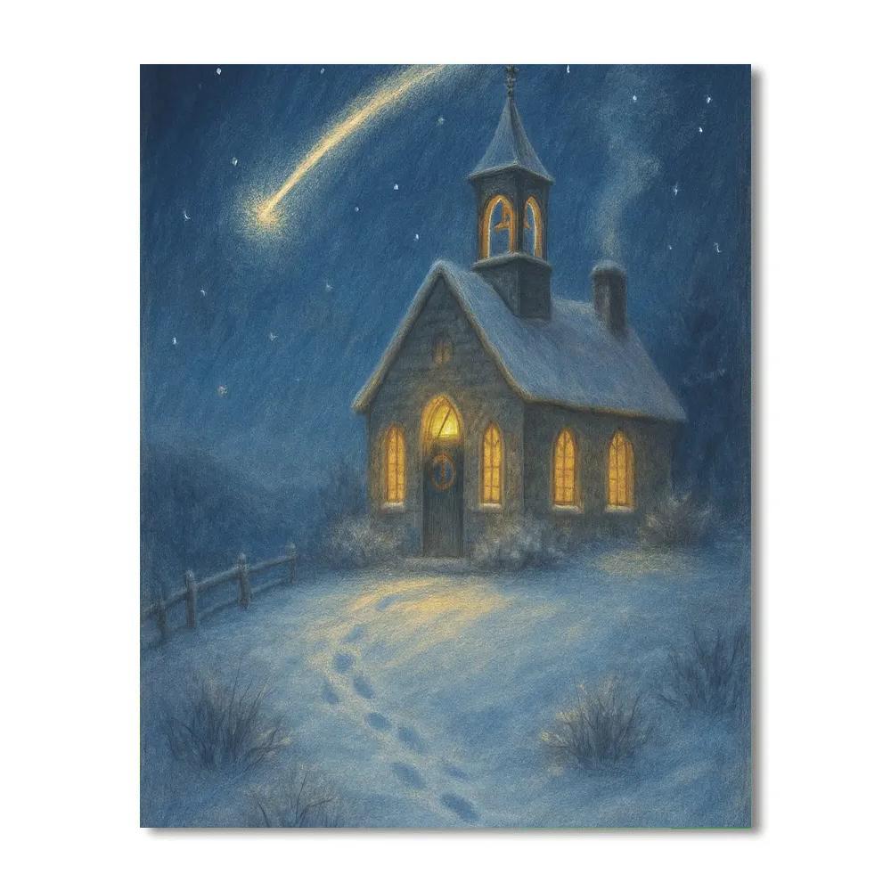 Midnight Church Bell And Shooting Star Paint by numbers art