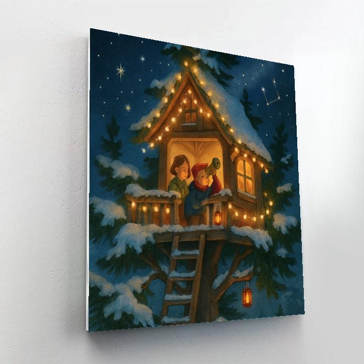 Winter Observatory Treehouse DIY paint by numbers