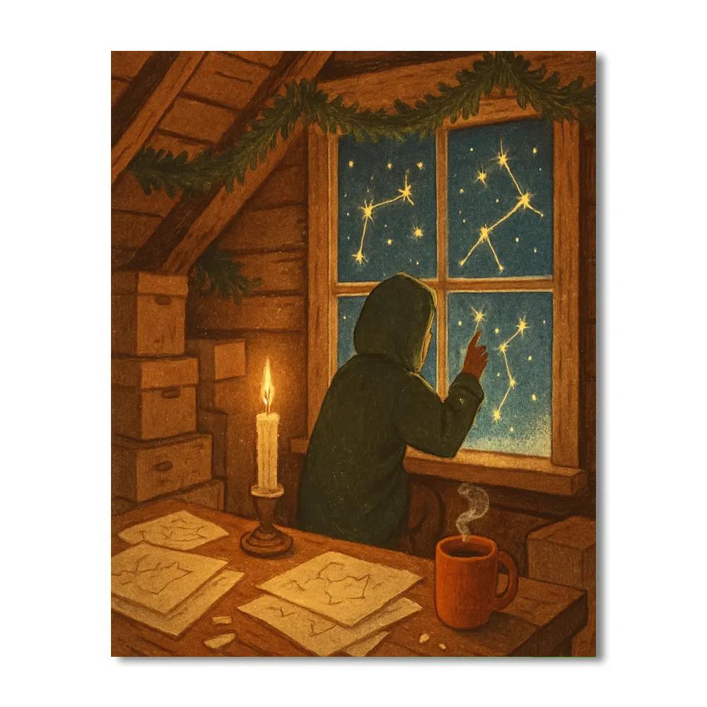 Candlelit Attic Star Map Workshop paint by numbers