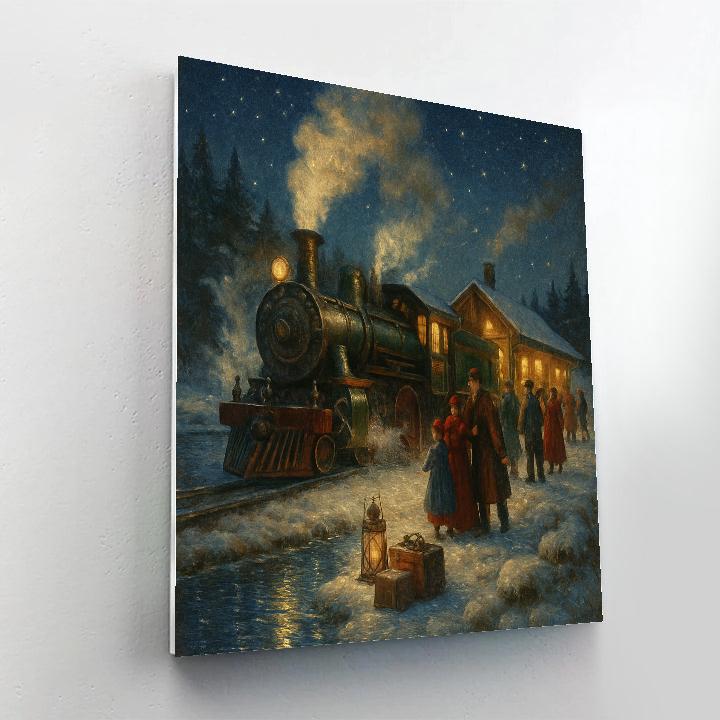 Holiday Train At The Frozen Lake Station paint by numbers