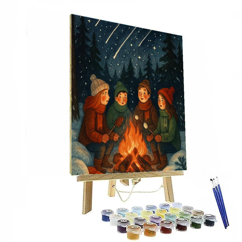 Pinecone Meteor Shower Campfire paint by number