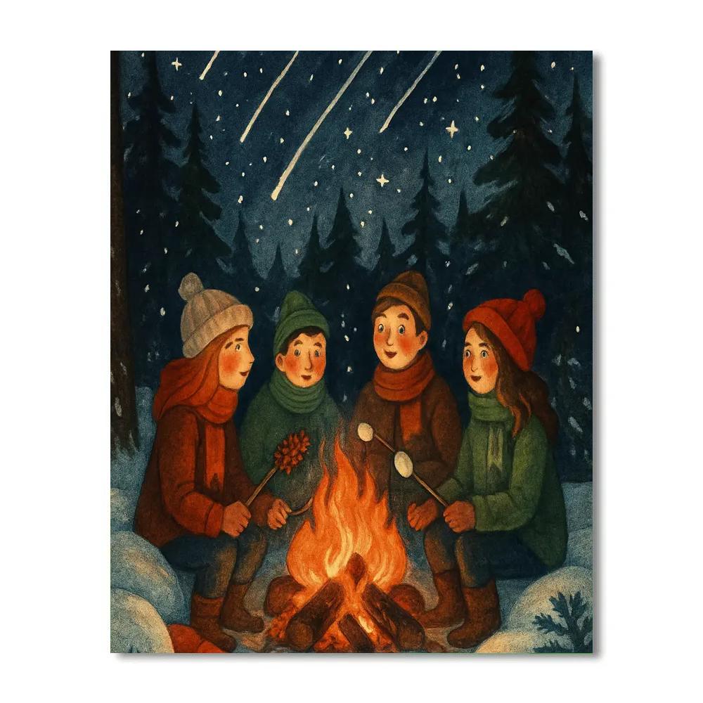 Pinecone Meteor Shower Campfire paint by number