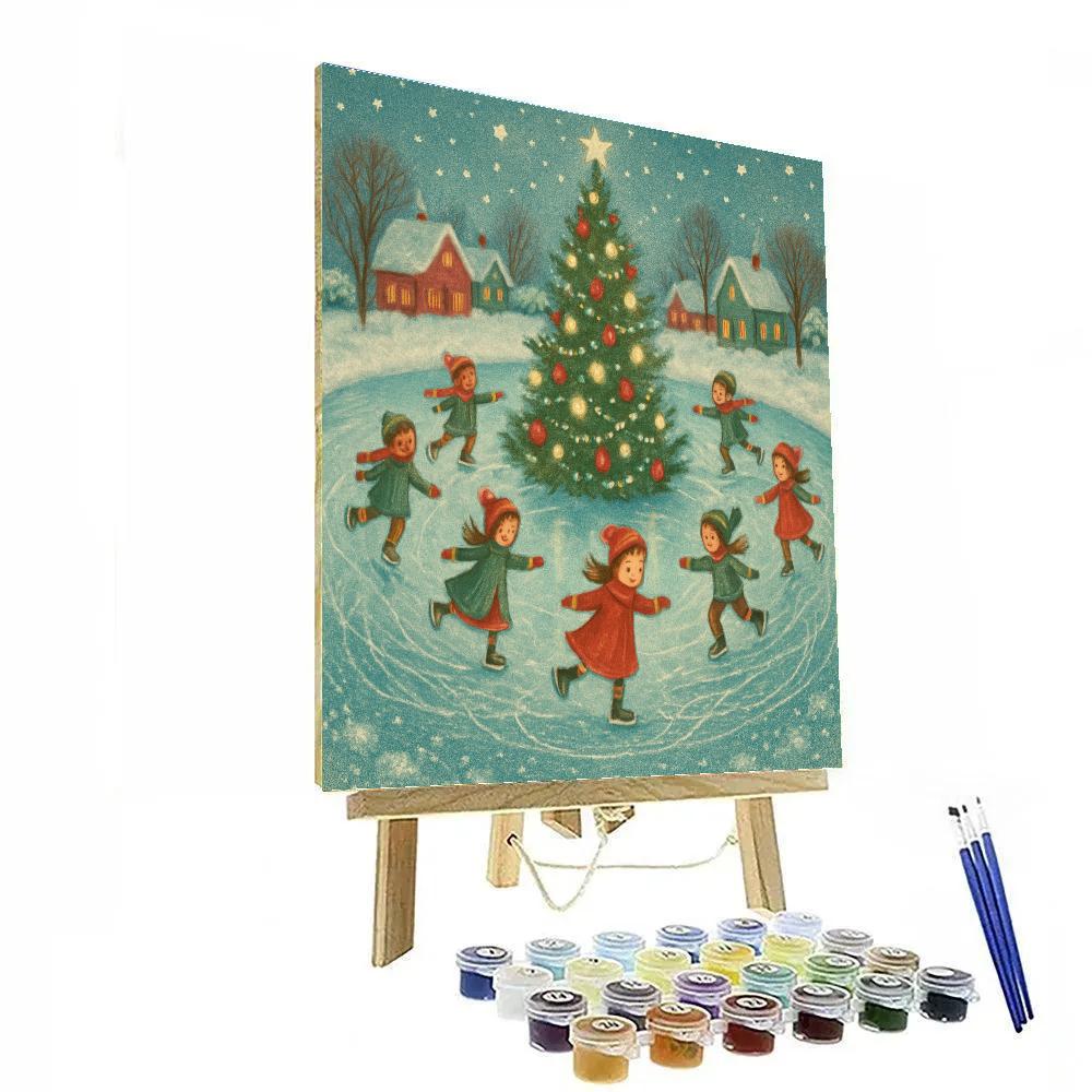 Star Kissed Christmas Carousel Pond Paint by numbers art