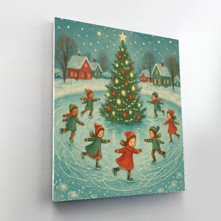 Star Kissed Christmas Carousel Pond Paint by numbers art