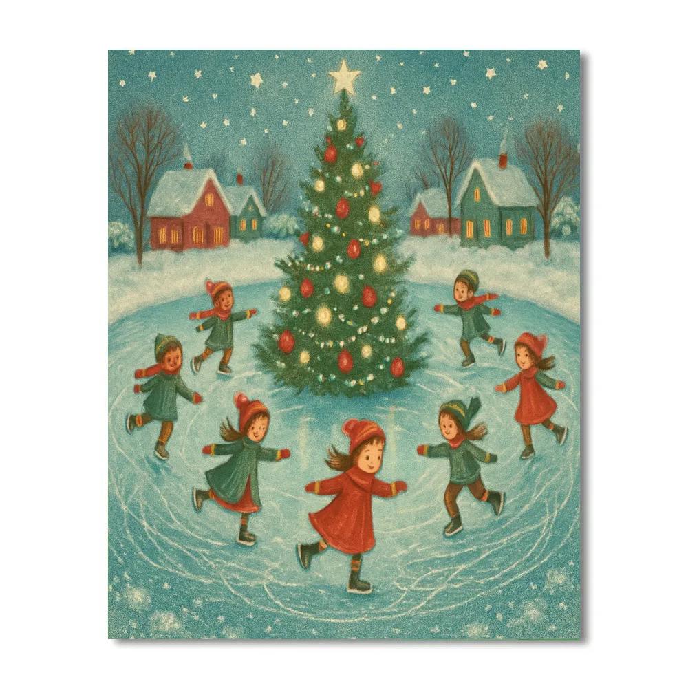 Star Kissed Christmas Carousel Pond Paint by numbers art