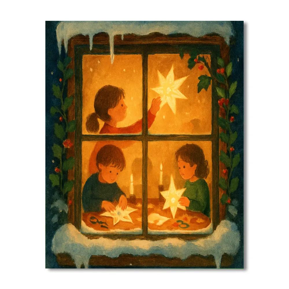 Warm Window Star Lantern Workshop Number painting