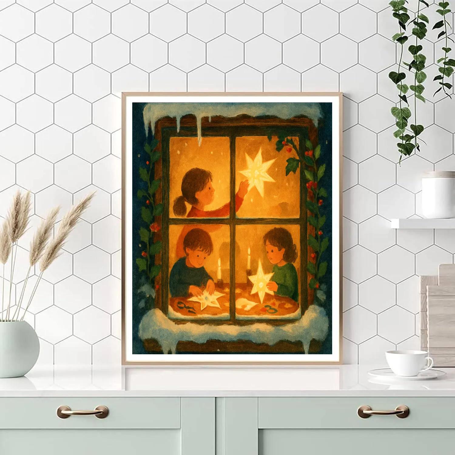 Warm Window Star Lantern Workshop Number painting