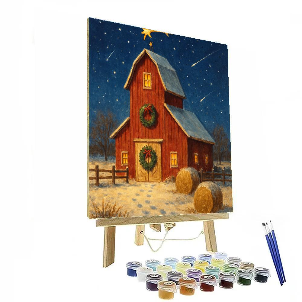 Winter Barn With Meteor Weather Vane Paint by numbers kits