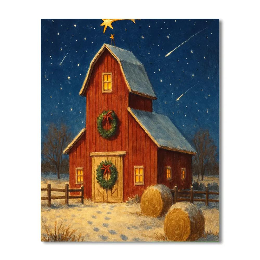 Winter Barn With Meteor Weather Vane Paint by numbers kits