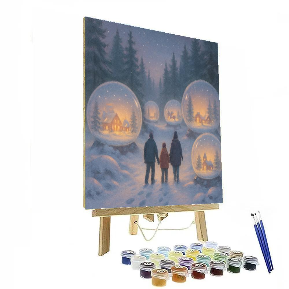 Midnight Snow Globe Forest Walk paint by color