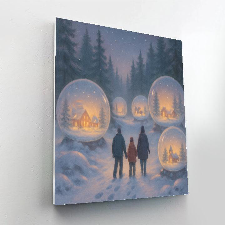 Midnight Snow Globe Forest Walk paint by color