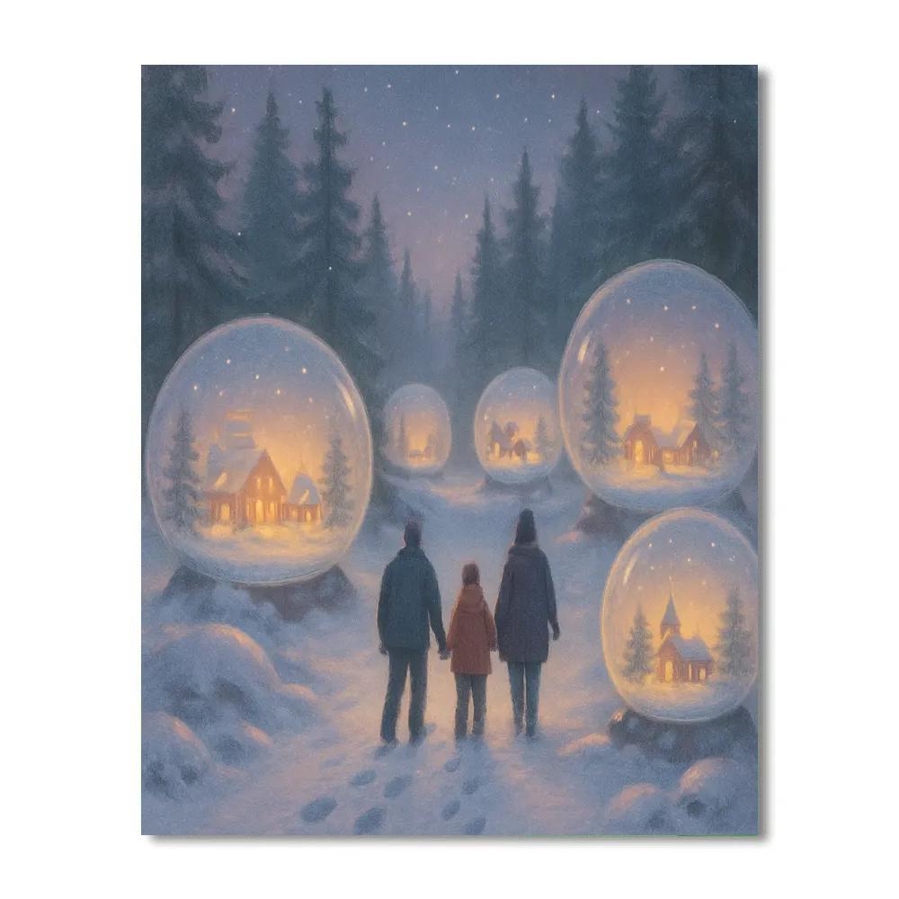 Midnight Snow Globe Forest Walk paint by color