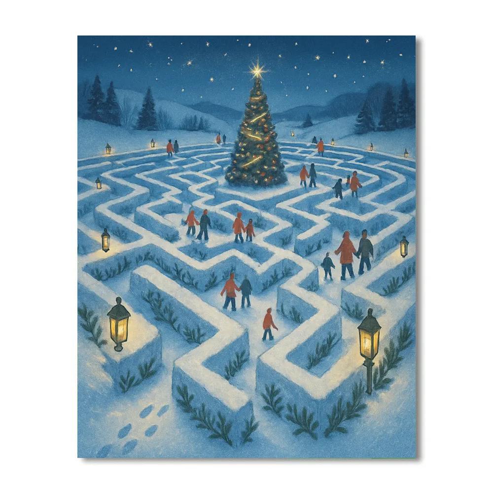 Starlit Snow Maze In The Meadow paint by number