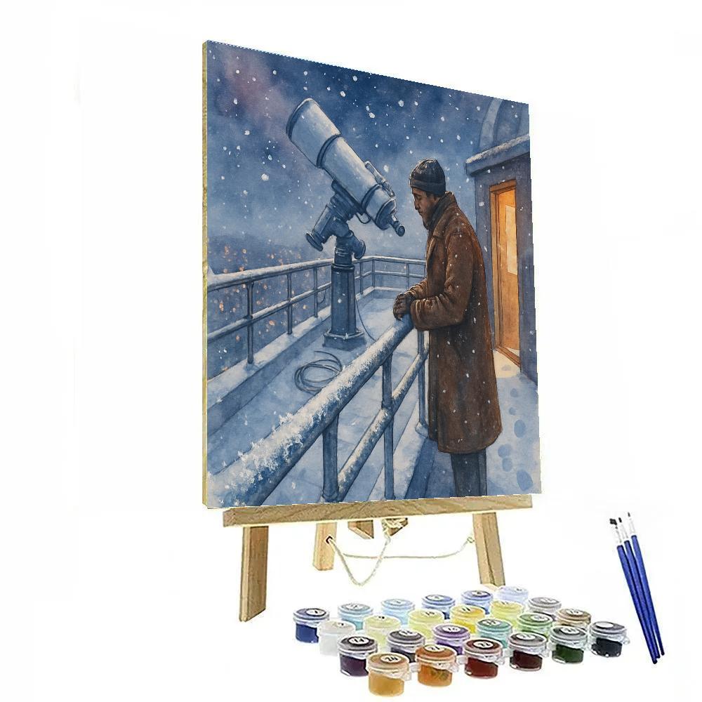 Snowflakes On The Telescope Deck DIY paint by numbers