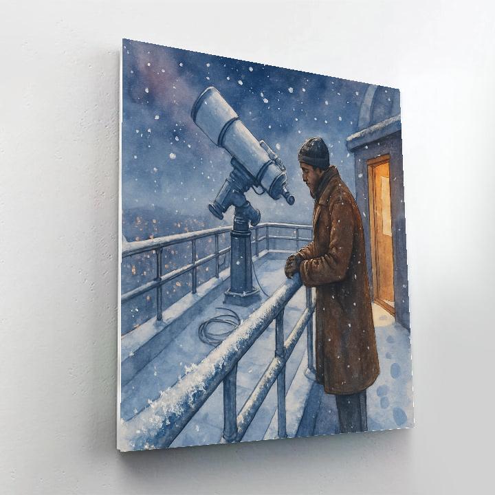 Snowflakes On The Telescope Deck DIY paint by numbers