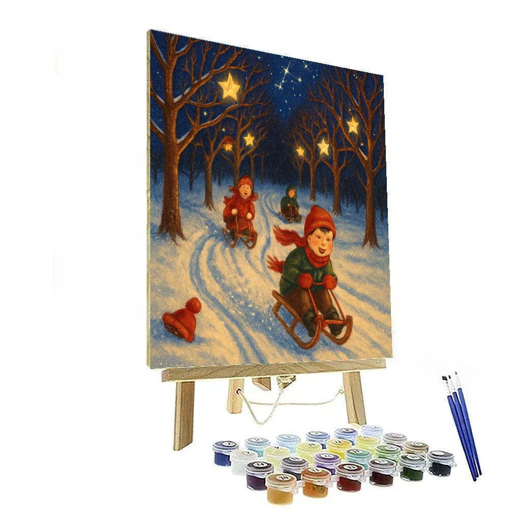 Starlit Sledding Run Through The Orchard Paint by numbers art