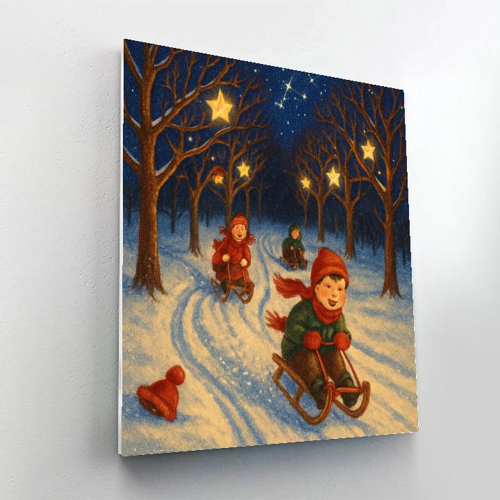 Starlit Sledding Run Through The Orchard Paint by numbers art