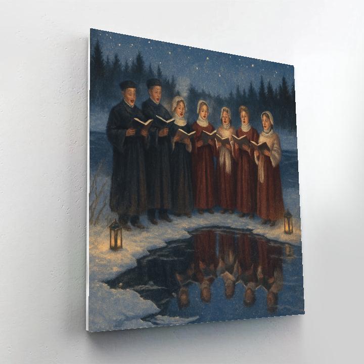 Winter Choir By The Frozen River paint by number