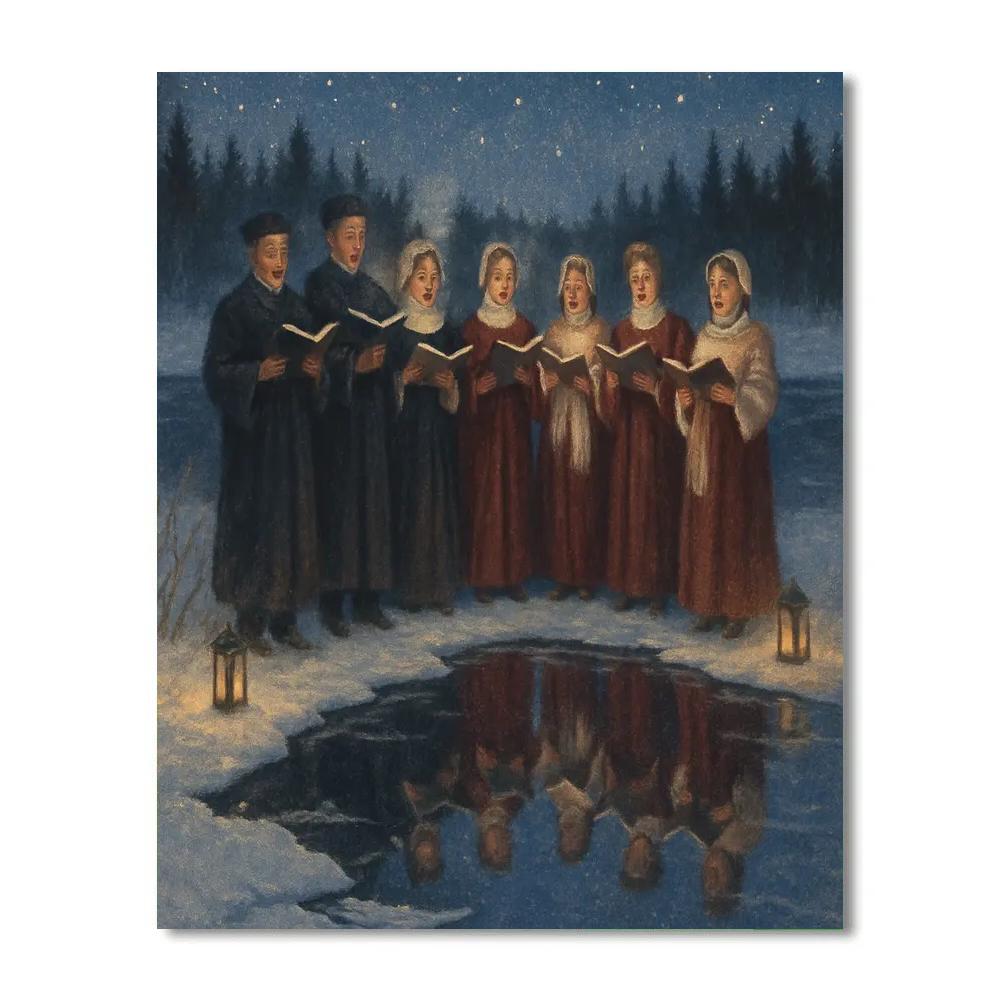 Winter Choir By The Frozen River paint by number