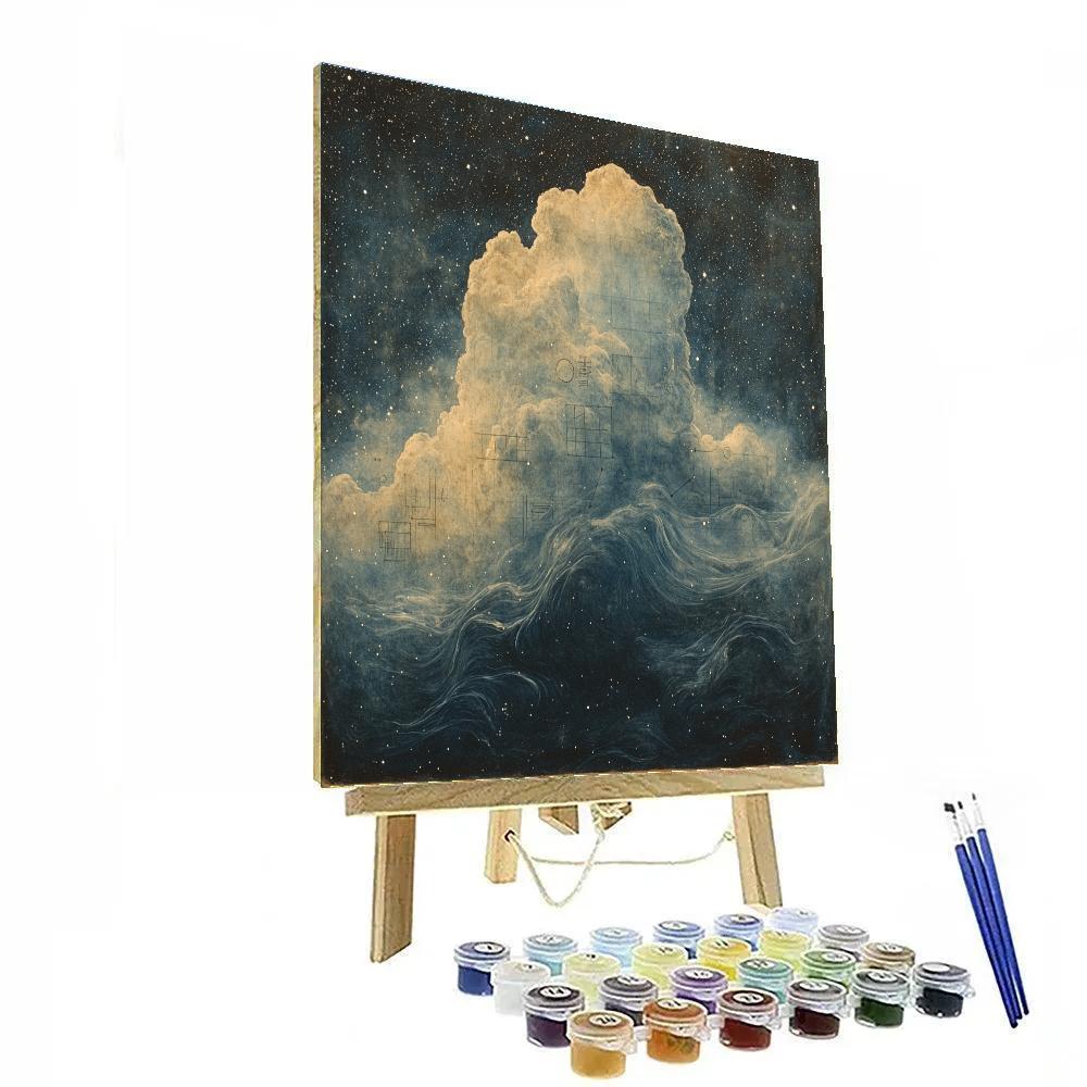 Leonardo Da Vinci Inspired Celestial Tidal Nebula Number painting