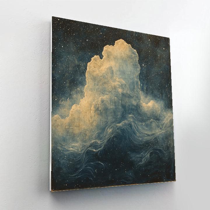 Leonardo Da Vinci Inspired Celestial Tidal Nebula Number painting