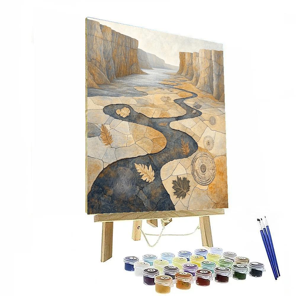 Leonardo Da Vinci Inspired Fossil Echo Landscape paint by color