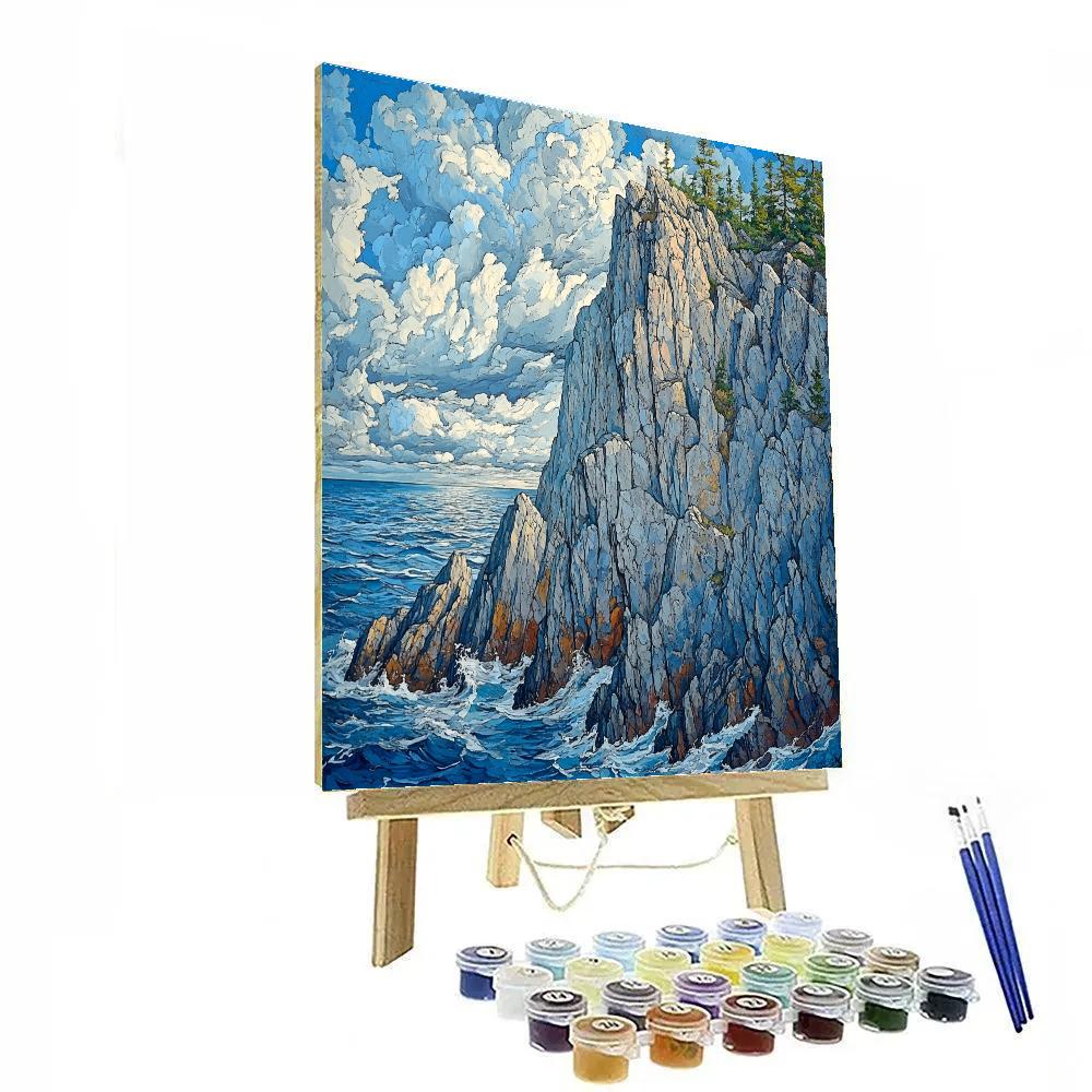 Arthur Lismer Inspired Storm Carved Georgian Bay Cliffs paint by number