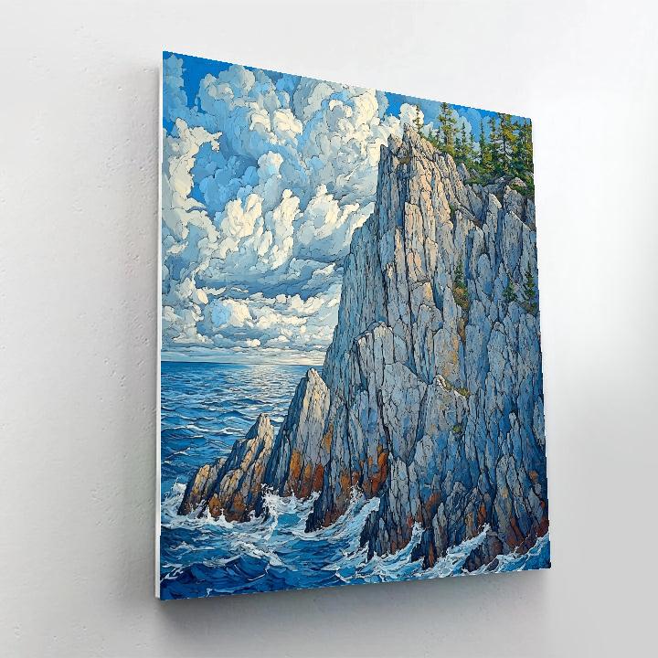 Arthur Lismer Inspired Storm Carved Georgian Bay Cliffs paint by number