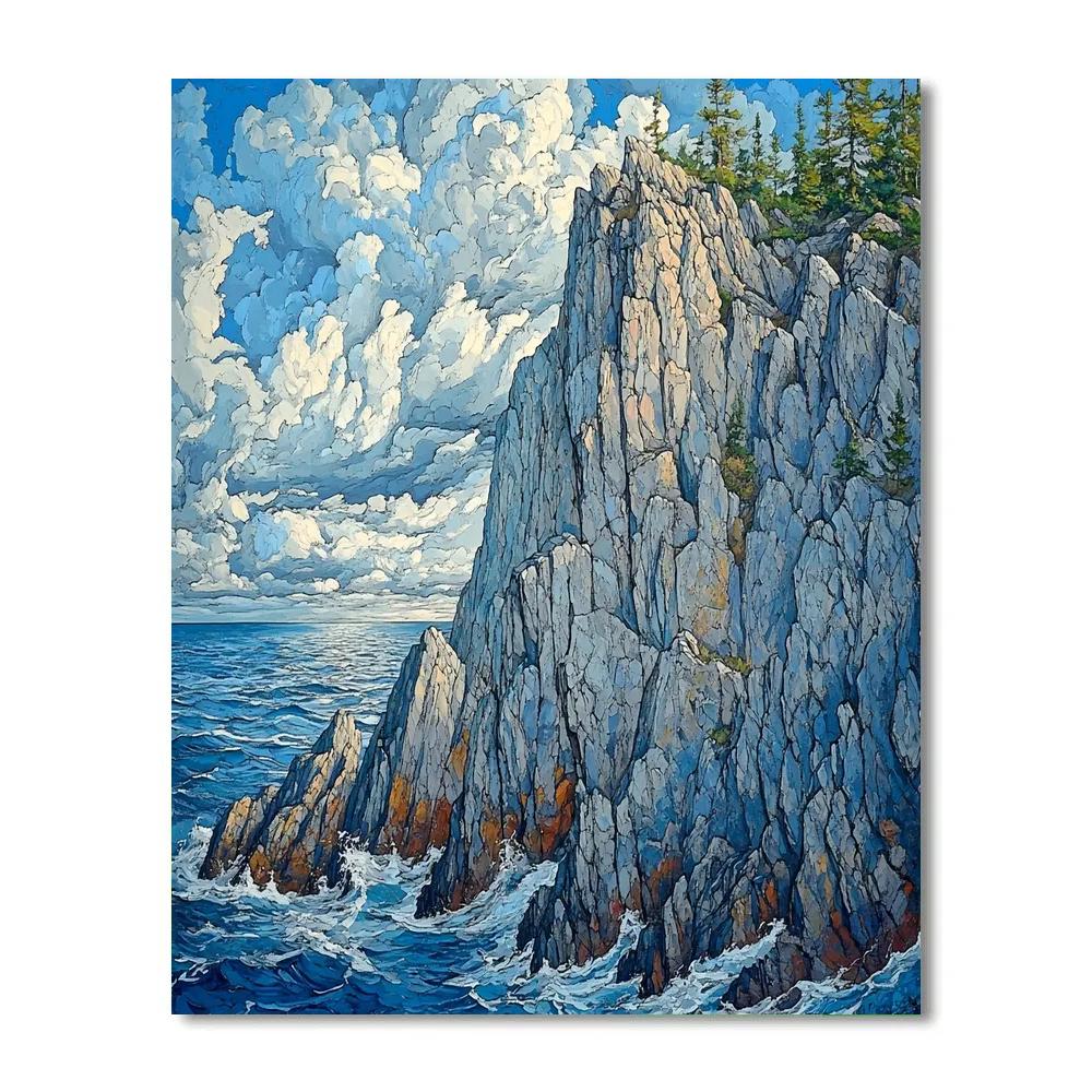 Arthur Lismer Inspired Storm Carved Georgian Bay Cliffs paint by number