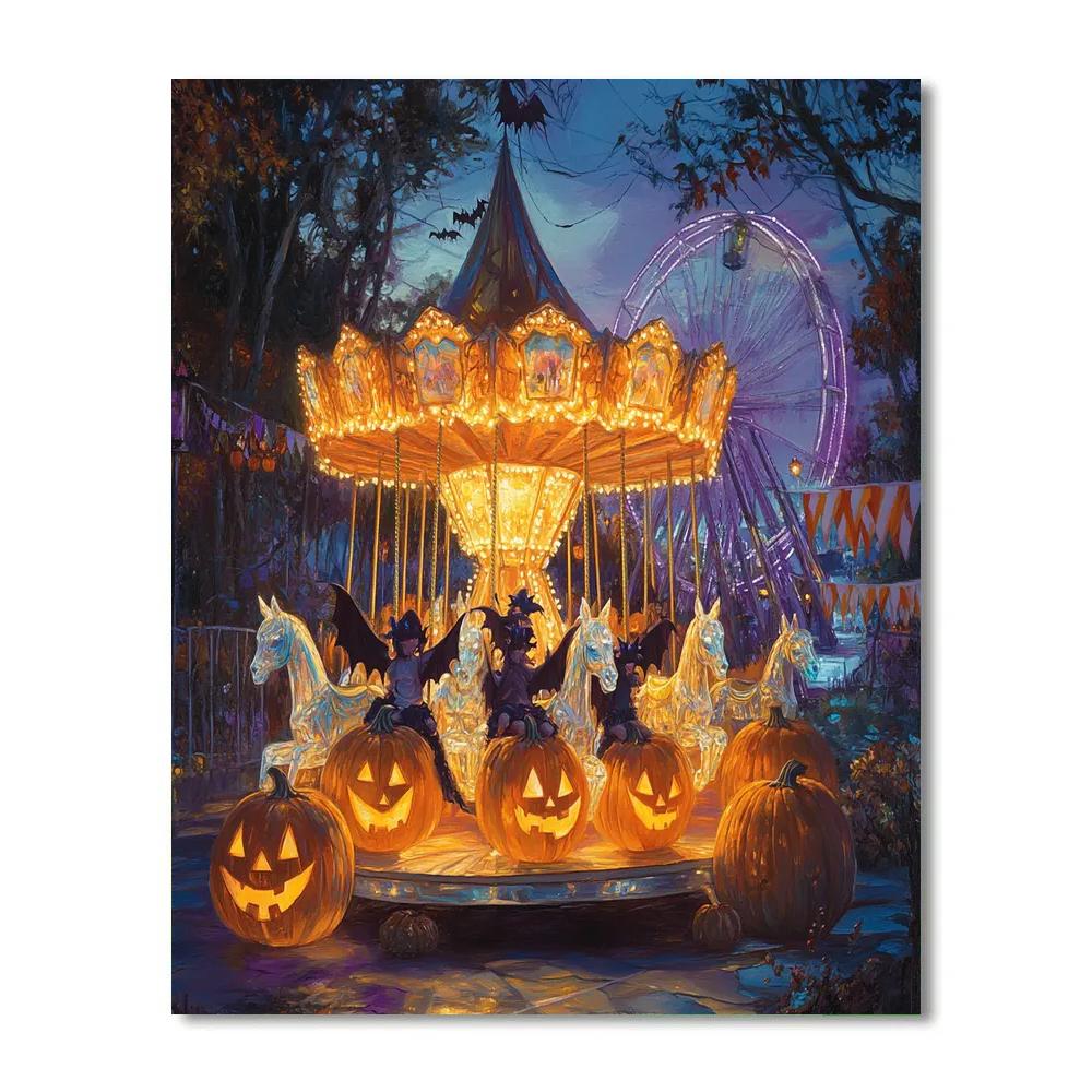 Spooky-Lit Carnival Of Crystal Pumpkins Numbered painting kits