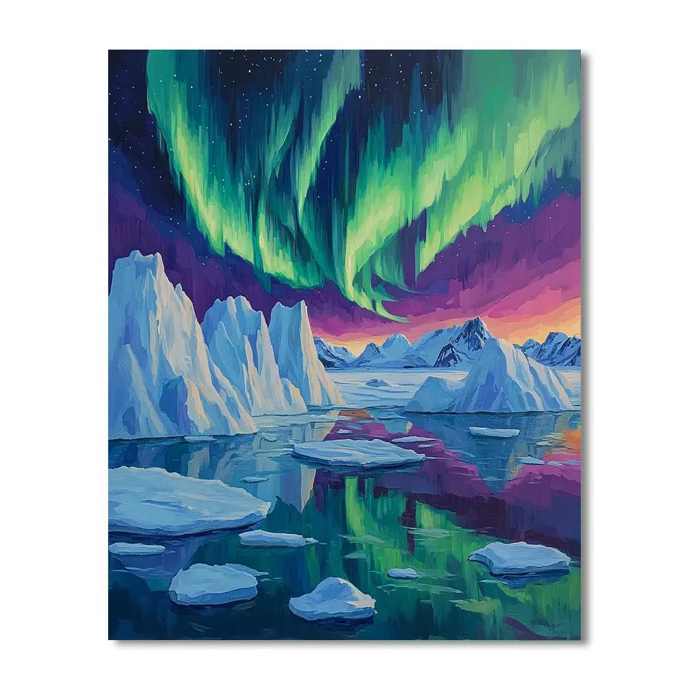 A.Y. Jackson Inspired Arctic Aurora Icefields Number painting