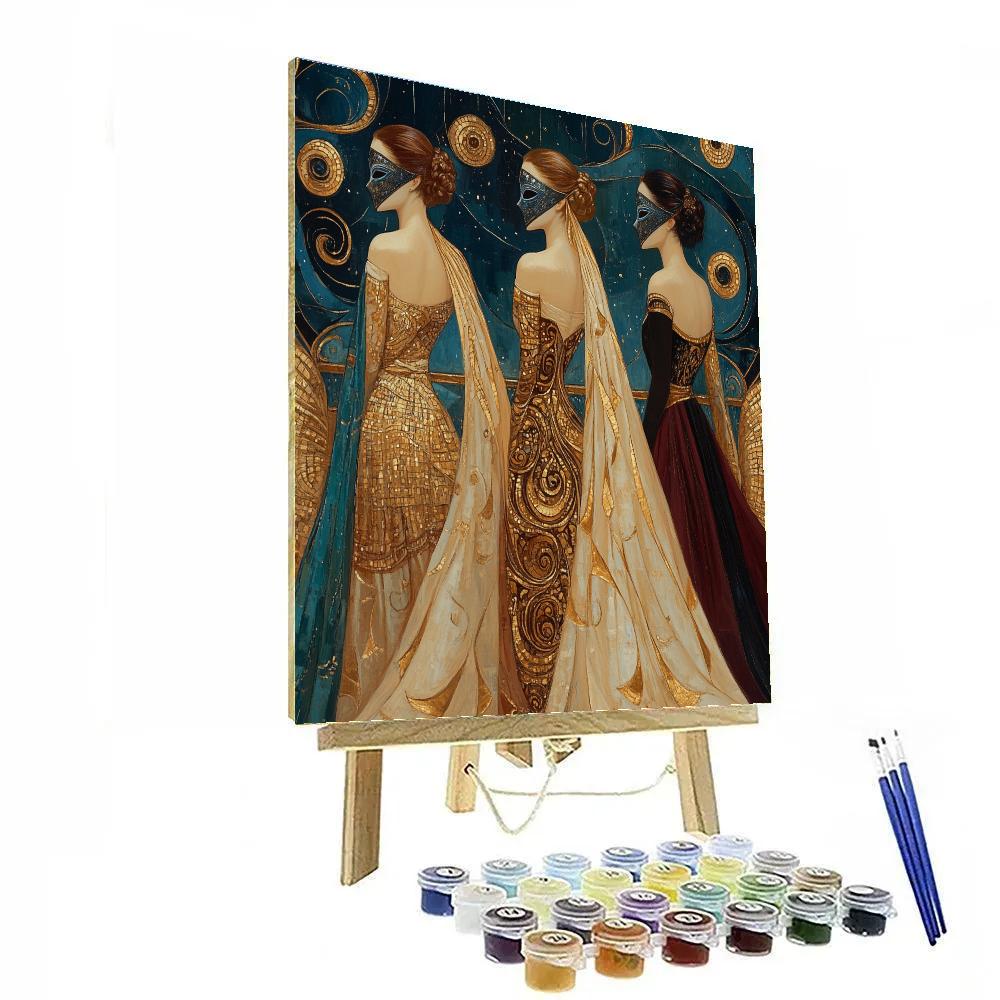 Gustav Klimt Inspired Golden Festival Masquerade Painting by numbers kit