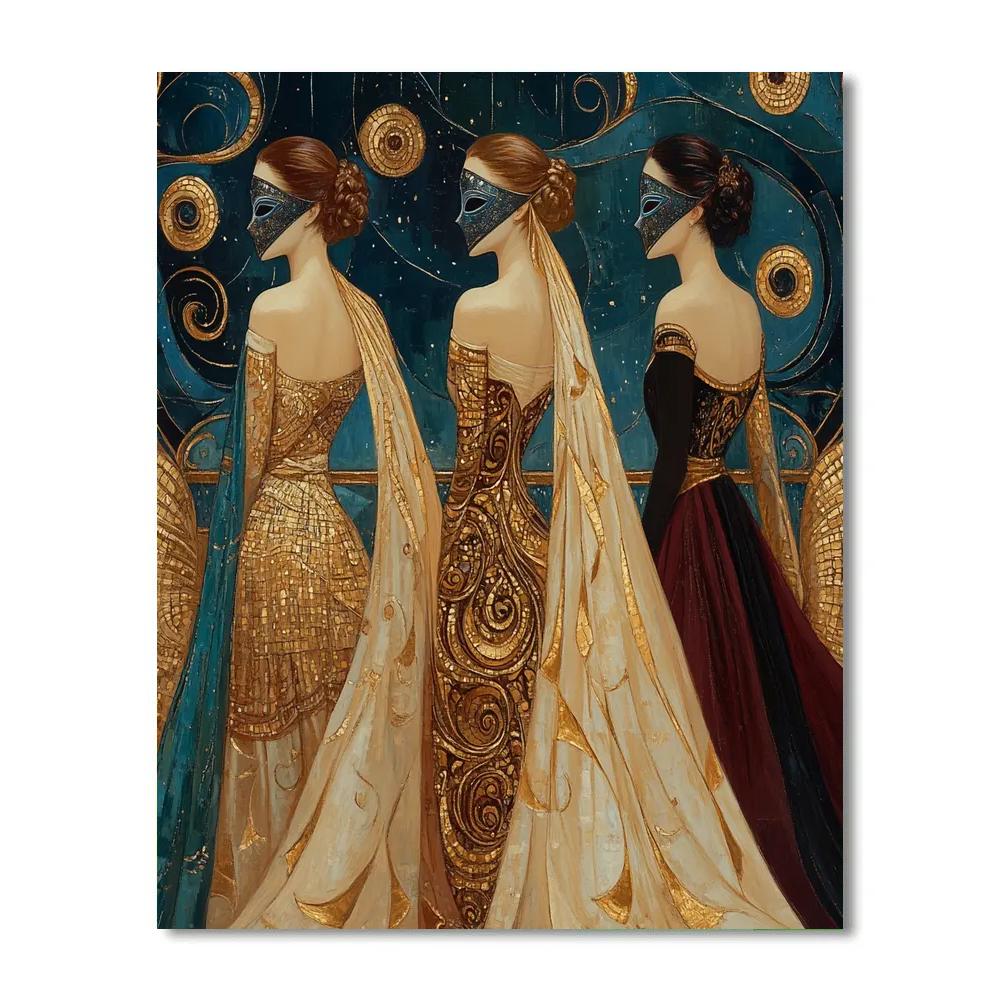Gustav Klimt Inspired Golden Festival Masquerade Painting by numbers kit