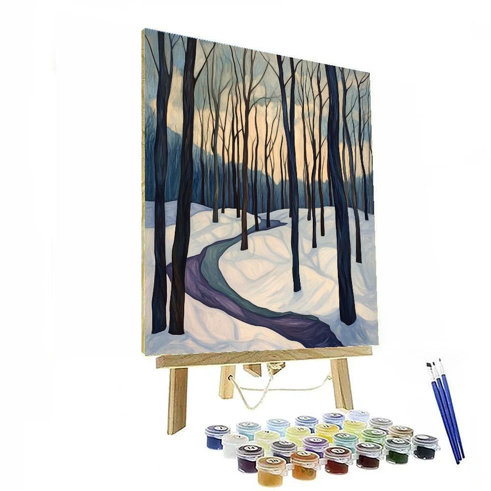 Edvard Munch Inspired Melancholic Winter Forest paint by numbers