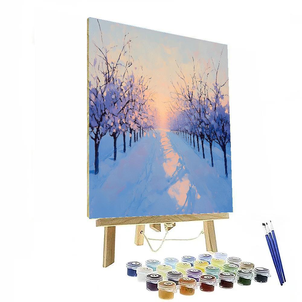 Claude Monet Inspired Winter Orchard Dawn Light paint by color