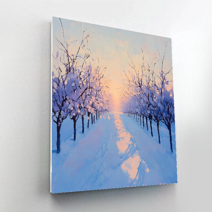 Claude Monet Inspired Winter Orchard Dawn Light paint by color