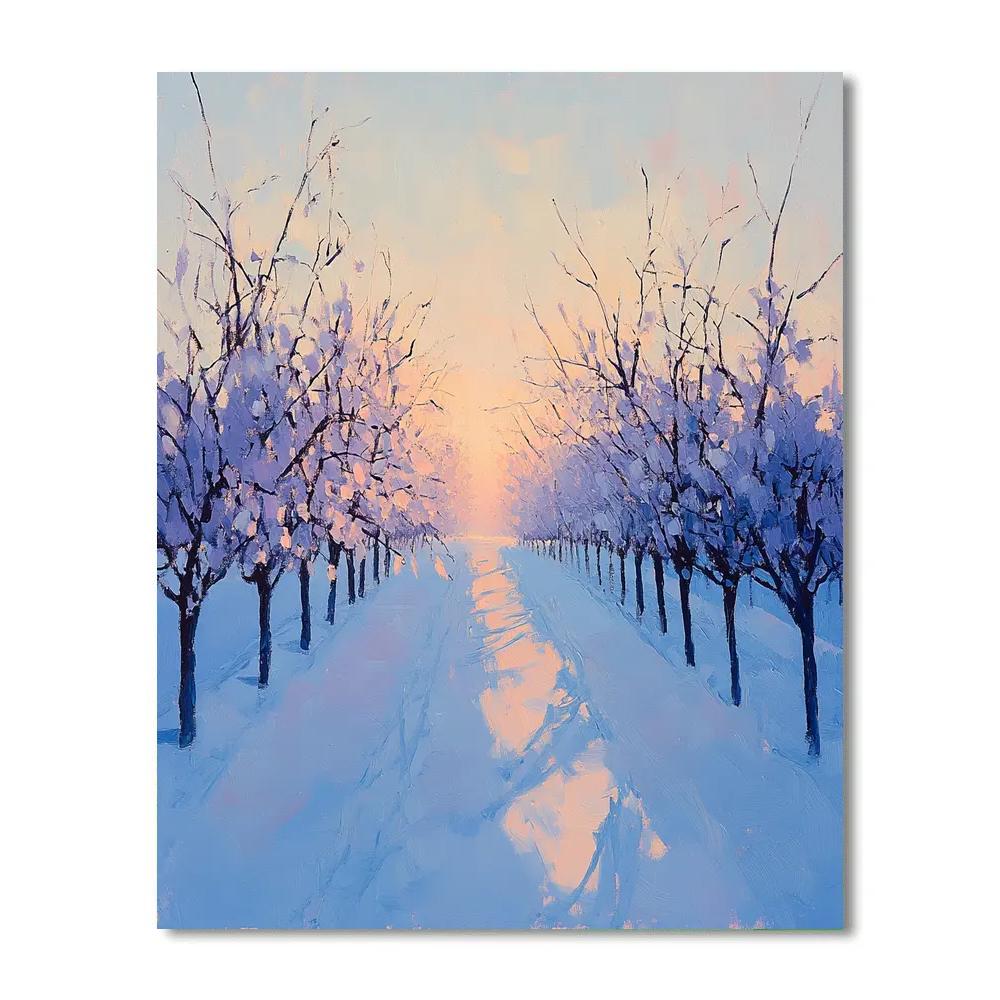 Claude Monet Inspired Winter Orchard Dawn Light paint by color