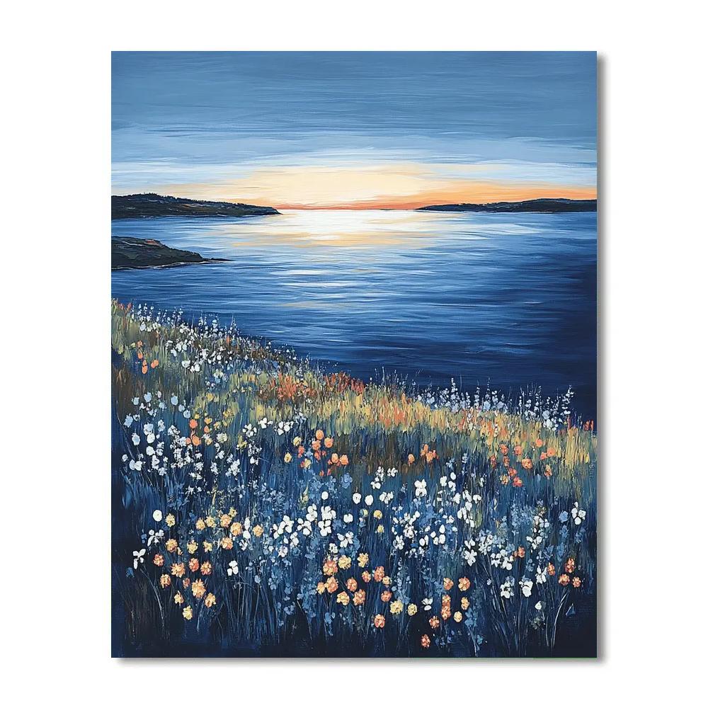 Claude Monet Inspired Coastal Wildflower Twilight paint by numbers