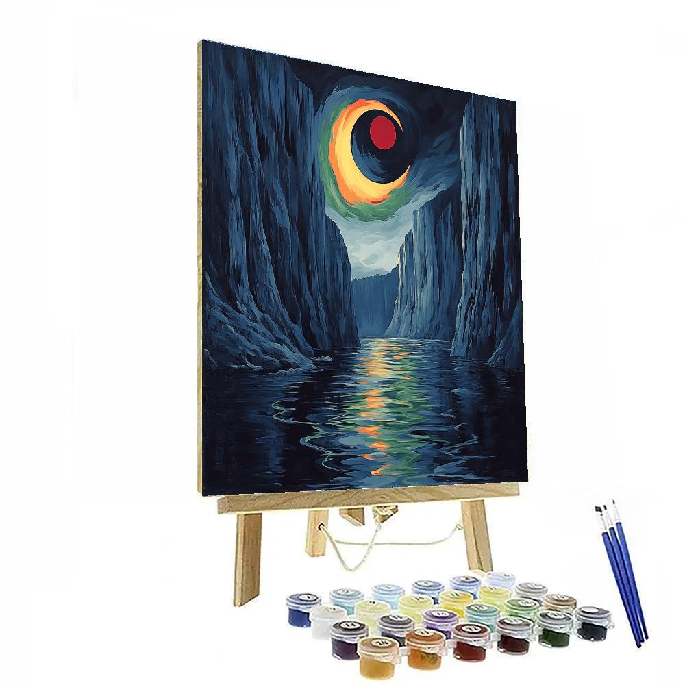 Edvard Munch Inspired Nocturnal Fjord Eclipse paint by color