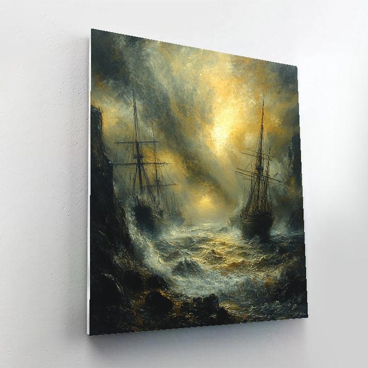 Turner Inspired Tempest Over Harbor Ships Paint by numbers kits