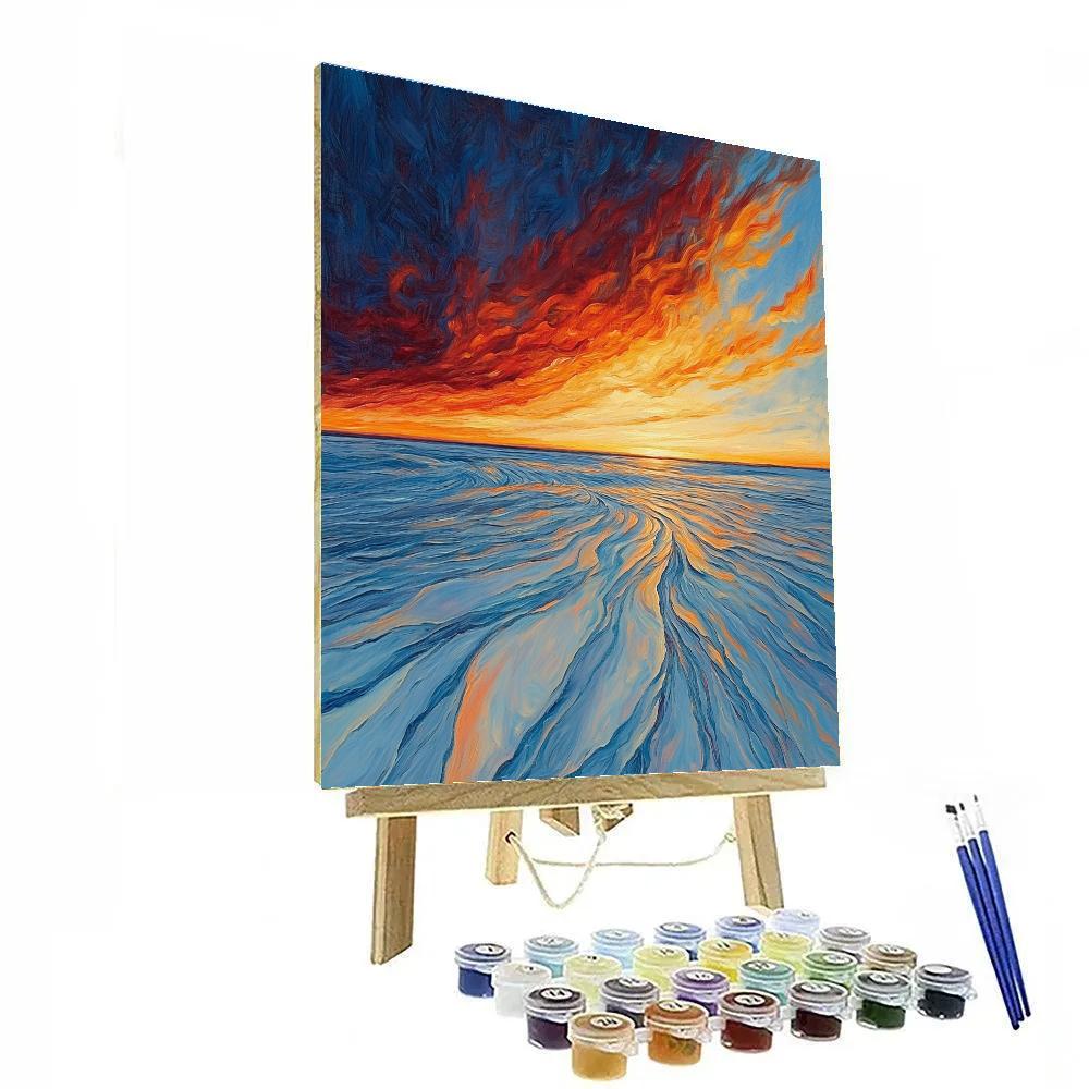 Edvard Munch Inspired Burning Tundra Horizon paint by numbers