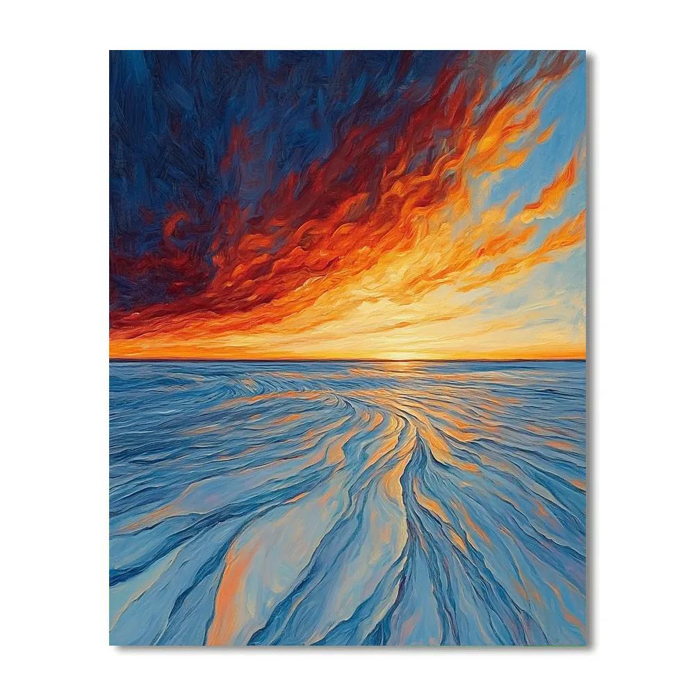 Edvard Munch Inspired Burning Tundra Horizon paint by numbers