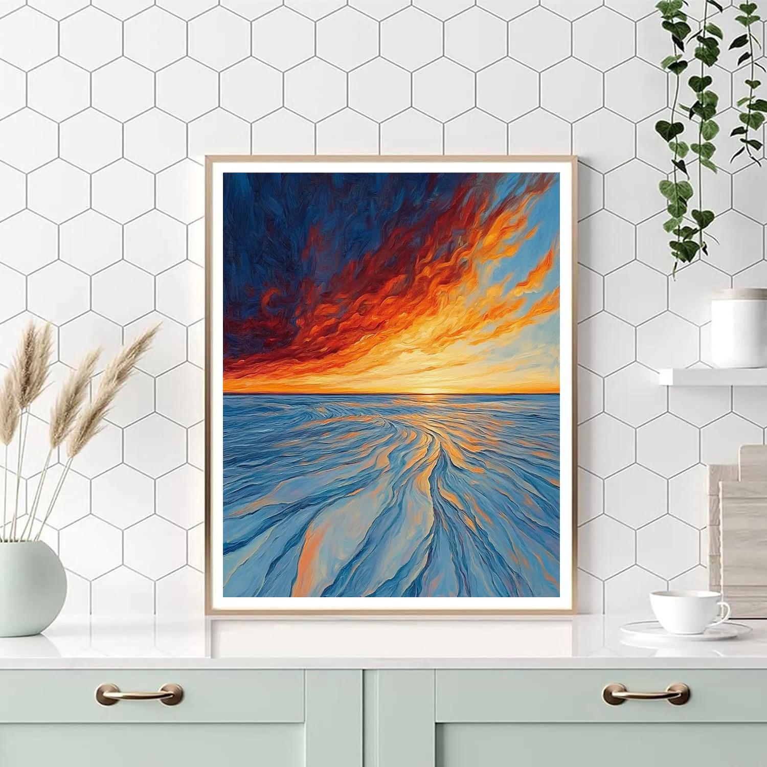 Edvard Munch Inspired Burning Tundra Horizon paint by numbers