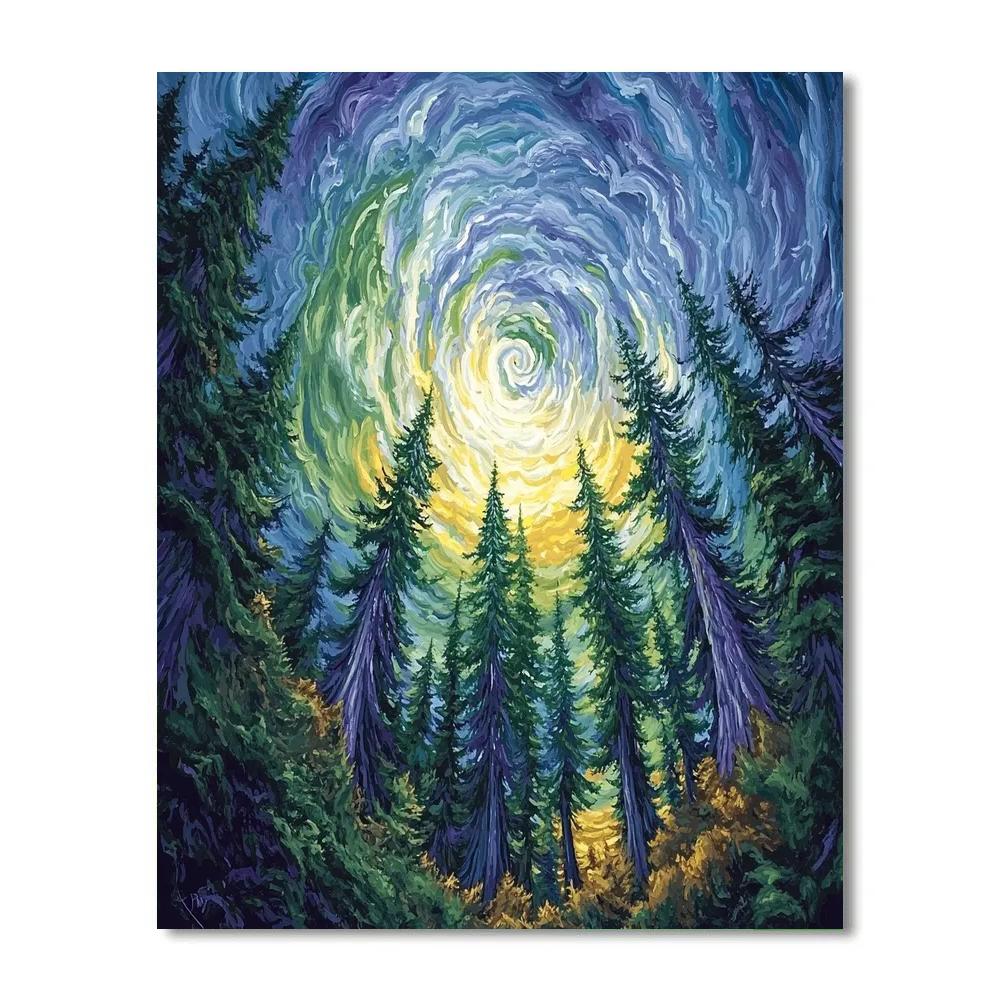 Emily Carr Inspired Storm Luminous Cedar Grove Number painting