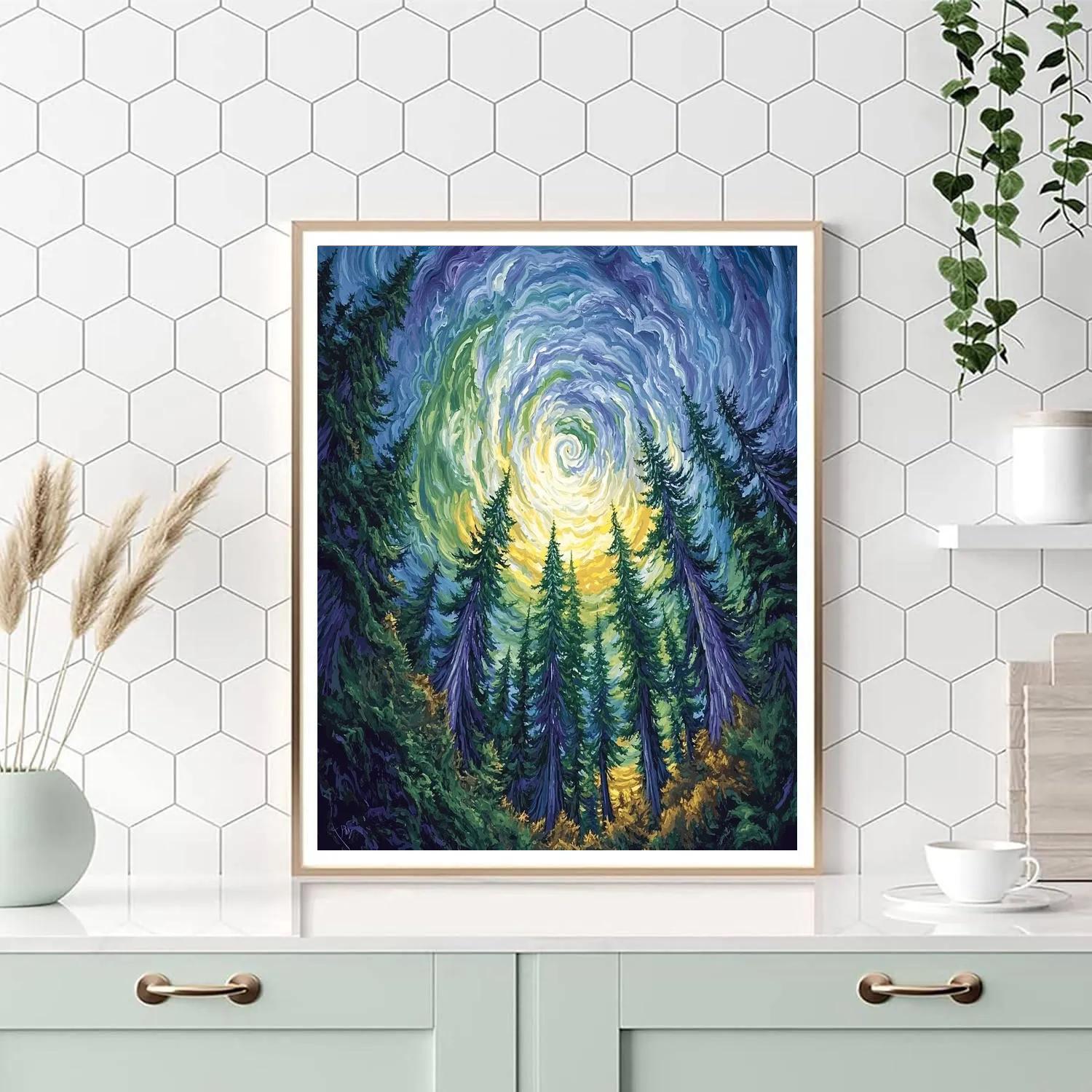 Emily Carr Inspired Storm Luminous Cedar Grove Number painting