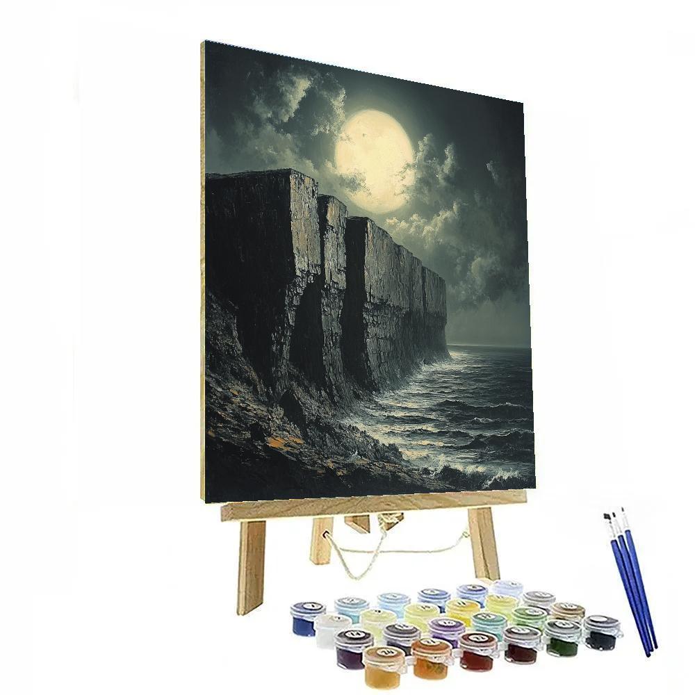 Francisco Goya Inspired Ominous Moon Over Crumbling Cliff paint by color